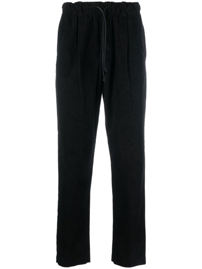 Transit Cropped Trousers In Textured Stretch Fabric Of Linen And Viscose In Black