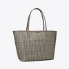 Tory Burch Basketweave Canvas Bag In Zinc