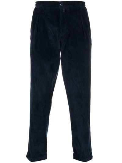 Kiton Corduroy Straight-leg Trousers In Blue