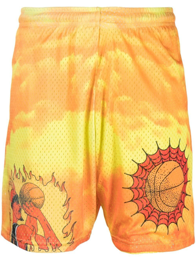 Market Graphic-print Mesh Shorts In Yellow