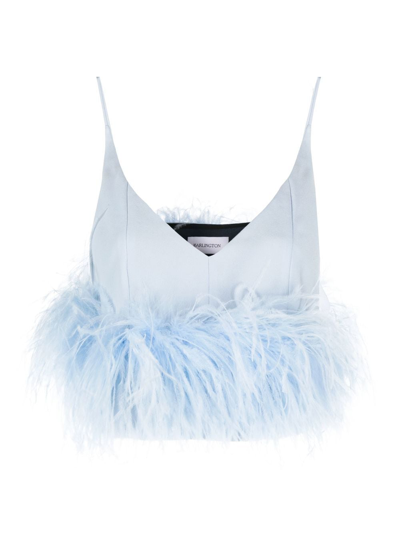 16arlington Poppy Feather-trim Camisole In Blue