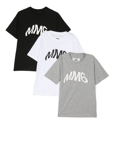 Mm6 Maison Margiela Three-pack Logo-print Cotton T-shirts In Mm6 Maison Margiela Three-pack Logo-print Cotton T-shirts In