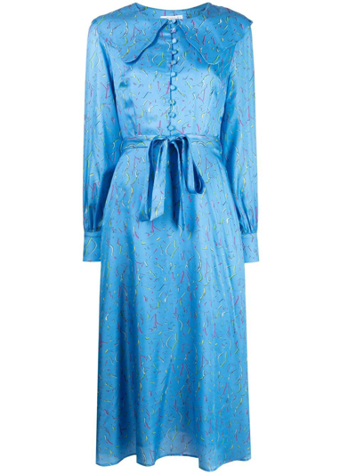 Olivia Rubin Drew Belted Midi Shirt Dress In Blue