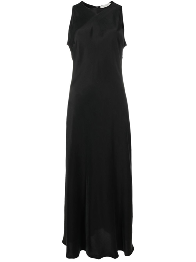 Asceno Valencia High-neck Silk-satin Maxi Dress In Black