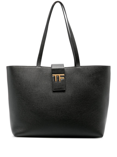 Tom Ford Logo Plaque Tote Bag In Black