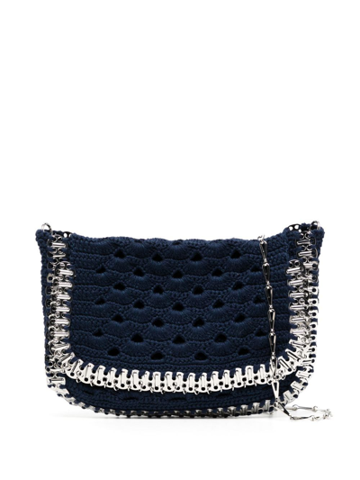 Paco Rabanne Large Knit Shoulder Bag In Blue