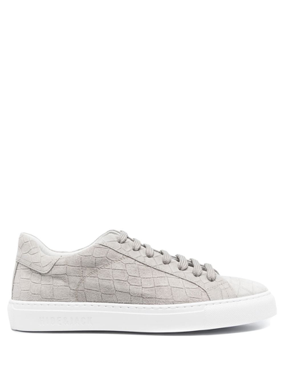 Hide & Jack Croco-embossed Low-top Sneakers In Grey