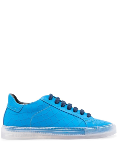 Hide & Jack Neon Asymmetric Low-top Sneakers In Blue