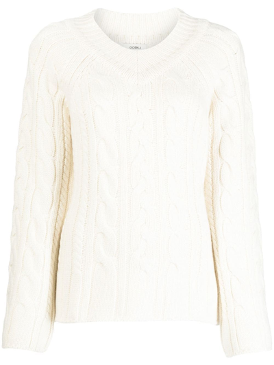 Goen J Cable-knit Wool-blend Sweater In White