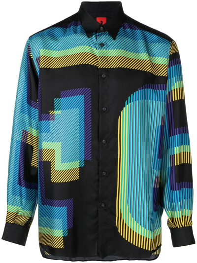 Ferrari Abstract-print Silk Shirt In Black