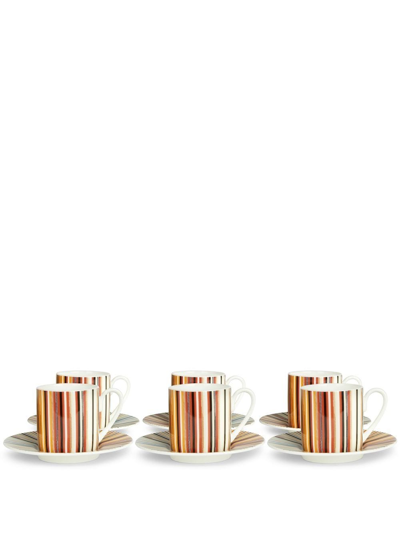 Missoni Stripes Jenkins Coffee Cup Set In Brown