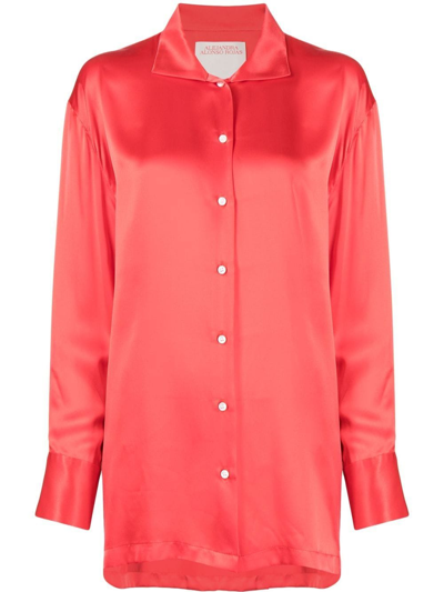 Alejandra Alonso Rojas Silk Button-up Shirt In Red