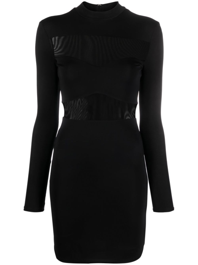 Staud Mini Falcon Long-sleeve Dress In Black