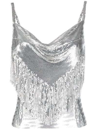 Rabanne Draped-detail Cowl Neck Top In Silver