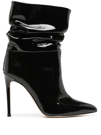 Paris Texas Slouchy Patent Stiletto Ankle Boots In Black