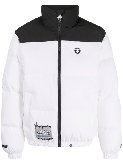 Aape By A Bathing Ape Colour-block Padded Coat In White