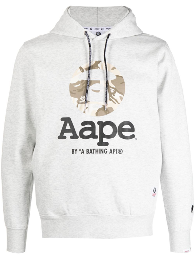 Aape By A Bathing Ape Logo Print Pullover Hoodie In Grey