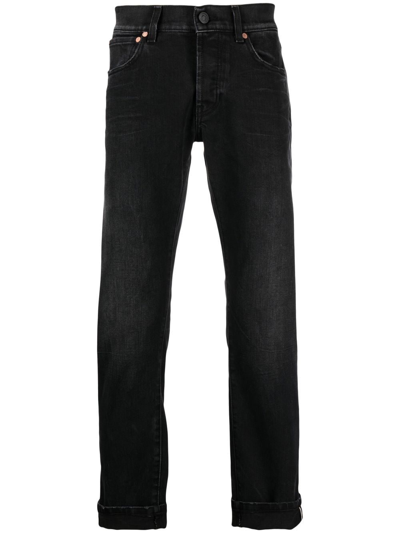 Tela Genova Light-wash Strap Detail Jeans In Black