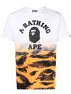 A BATHING APE TIGER LOGO PRINT T-SHIRT