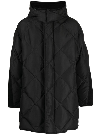 Five Cm Padded Zip-up Coat In Black