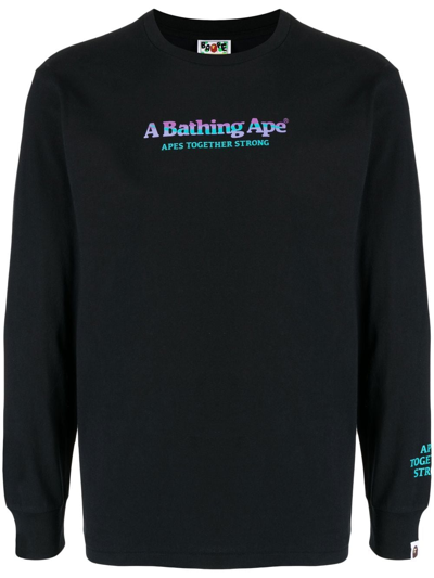 A Bathing Ape Logo-print Long-sleeve T-shirt In Black