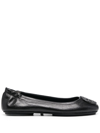 Tory Burch Logo-plaque Leather Ballerina Pumps In Black