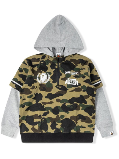 A Bathing Ape Kids' 1st Camo Bape Racing Layer Hoodie In Green