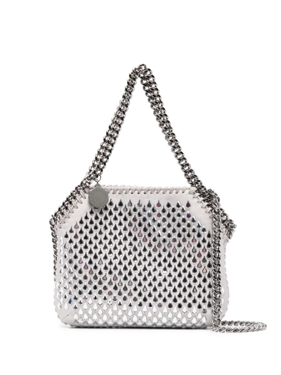 Stella Mccartney Falabella Crystal-embellished Mini Tote Bag In Grey