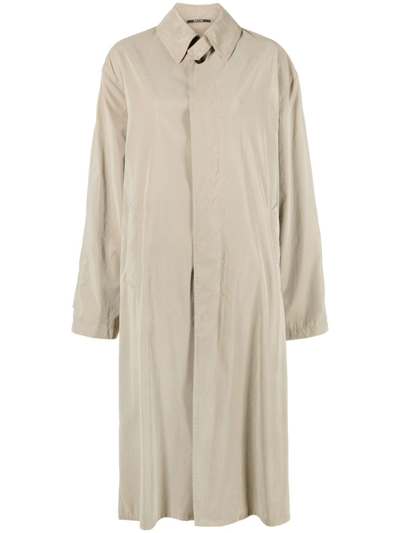 Maison Margiela Peached Cotton Single-breasted Coat In Beige
