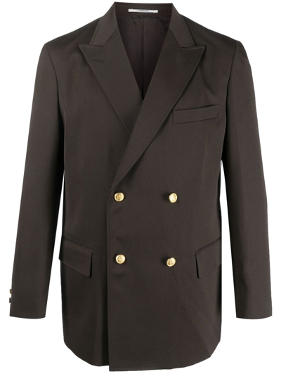 Jpress Double-breasted Tailored Blazer In Brown