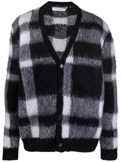 Maison Kitsuné Brushed Mohair Check Cardigan In Multicolor