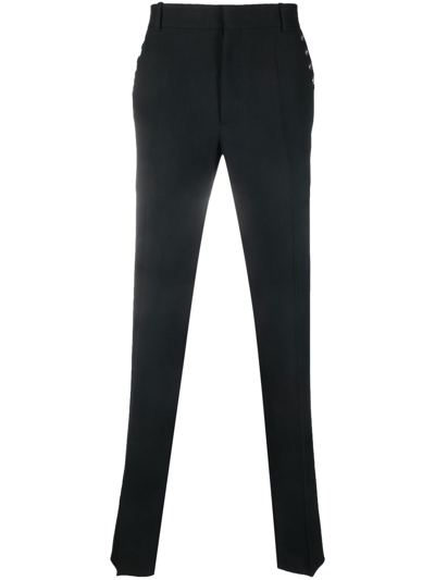Alexander Mcqueen Tailored Eyelet-detail Trousers In Black