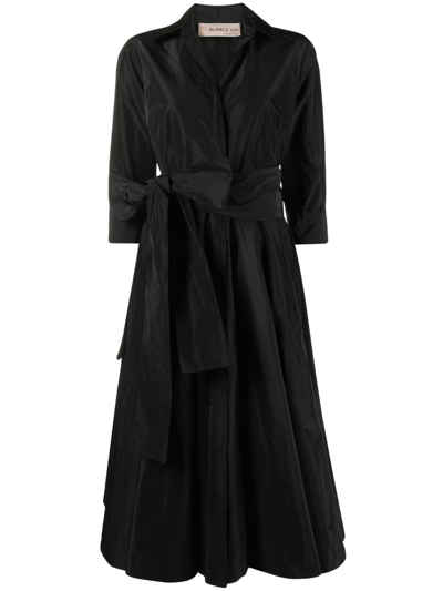 Blanca Vita Agerato Taffeta Shirt Dress In Black