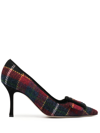 MANOLO BLAHNIK MAYSALE 90MM TARTAN PUMPS