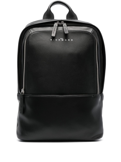 John Richmond Logo-print Leather Backpack In Black