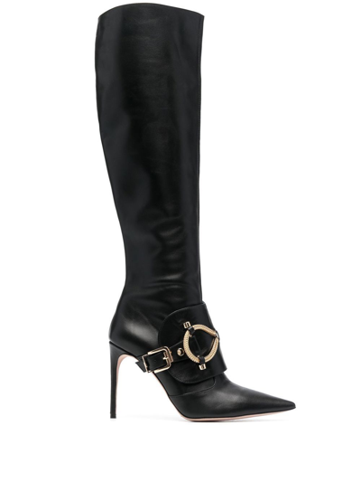 Hardot Chain-embellished Knee-high Boots In Black