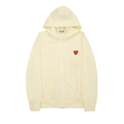 Pre-owned Comme Des Garçons Play Play Zip Hoodie 'ivory' In White
