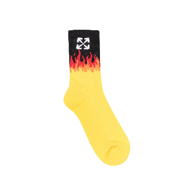 Pre-owned Off-white Flames Socks 'yellow/white'
