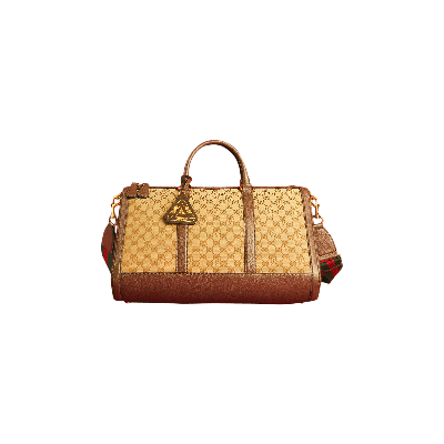 Pre-owned Gucci X Palace Triferg Canvas Gg-p Duffle Bag With Embossing 'beige/ebony' In Tan