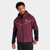 Nike Men's Sportswear Tech Fleece Taped Full-zip Hoodie In Dark Beetroot/black/phantom