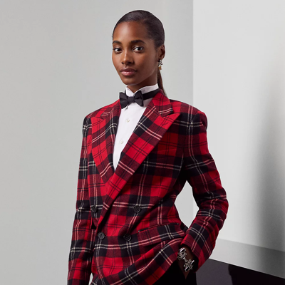 Ralph Lauren Kellin Plaid Wool-blend Twill Jacket In Red/black/cream Multi  | ModeSens