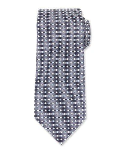 Ermenegildo Zegna Neat Diamond Silk Tie, Dark Blue