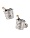 JAN LESLIE STERLING SILVER CRYSTAL QUARTZ CHAMPAGNE BUCKET CUFF LINKS,PROD195860009