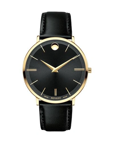 Movado 40mm Ultra Slim Watch, Black