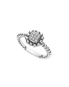Lagos Sterling Silver Caviar Spark Diamond Square Ring In Silver