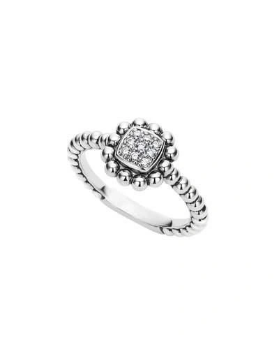 LAGOS STERLING SILVER CAVIAR SPARK RING WITH DIAMONDS,PROD197540048