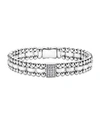Lagos Sterling Silver Caviar Spark Diamond Rectangle Link Bracelet In Silver