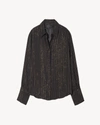 Nili Lotan Gold Stripe Gaia Slim Shirt In Black W/ Gold Stripe