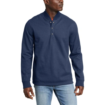 Eddie Bauer Men's Faux Shearling-lined Thermal Henley In Blue