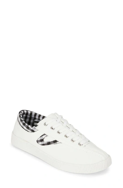 Tretorn Nylite Plus Canvas Sneakers In White/black/white Gingham